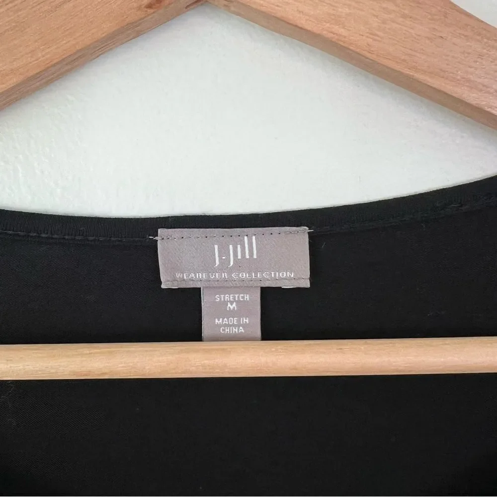 J. Jill Wearever Black Velvet Tunic Top Medium Preppy Holiday